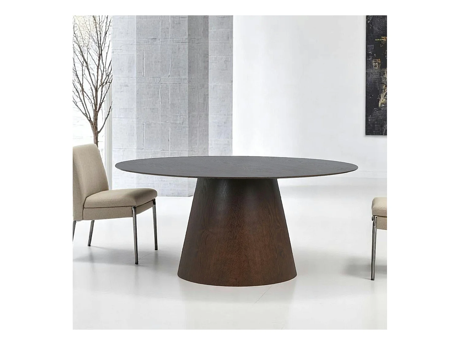 Table à manger ovale en bois foncé 160 cm LISBONNE