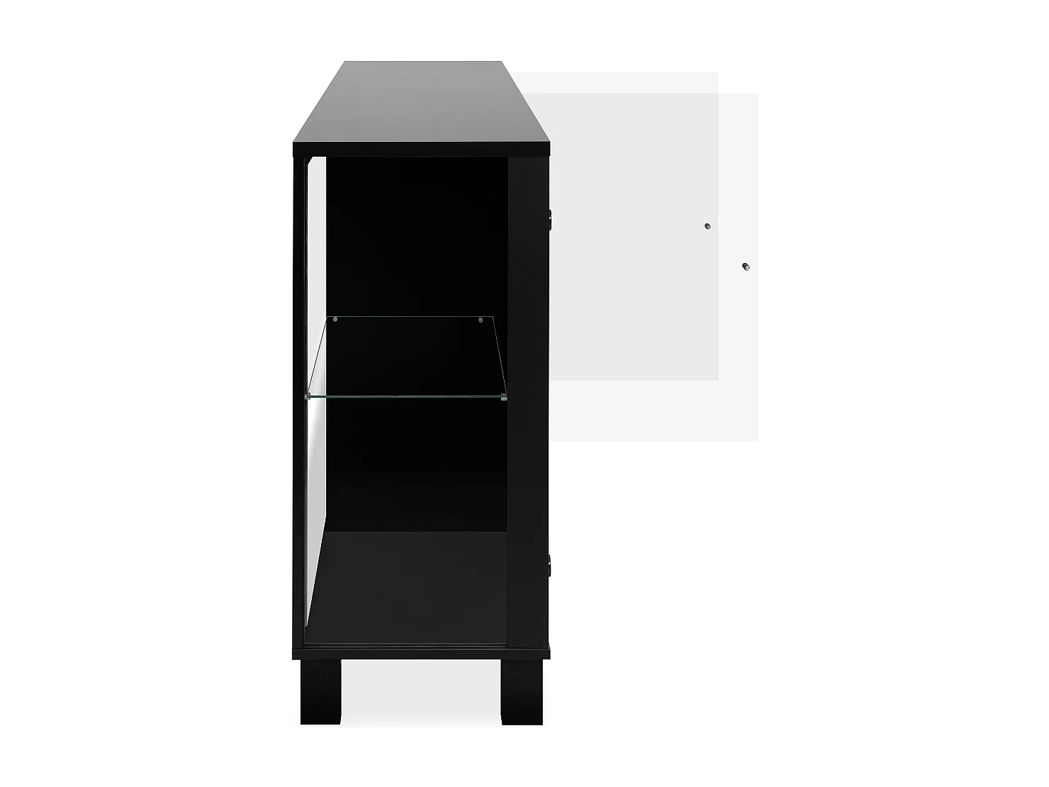 Sideboard mit 15 mm Korpusstärke, Glaswänden, Spiegelrückwand, 10 cm beschichtetes MDF160 cm – ALBI