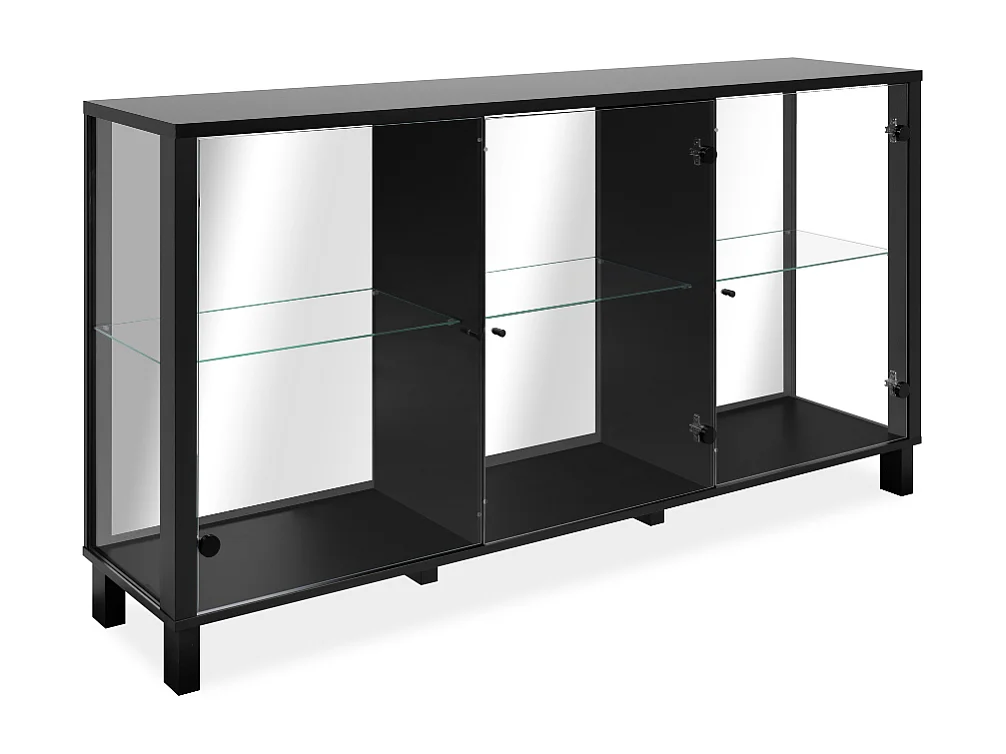 Buffet 3 portes vitrées et 3 étagères en verre L160cm - ALBI