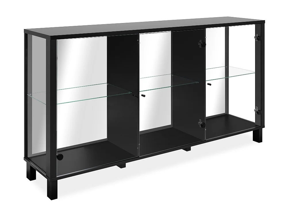 Credenza con spessore struttura 15 mm, lati in vetro, specchio sul fondo, struttura in MDF rivestito 10 cm 160 cm - ALBI