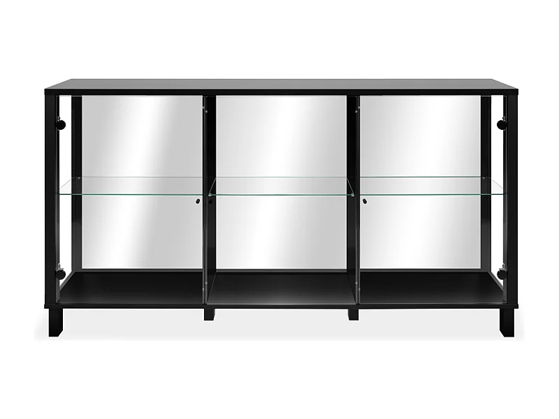 Buffet 3 portes vitrées et 3 étagères en verre L160cm - ALBI