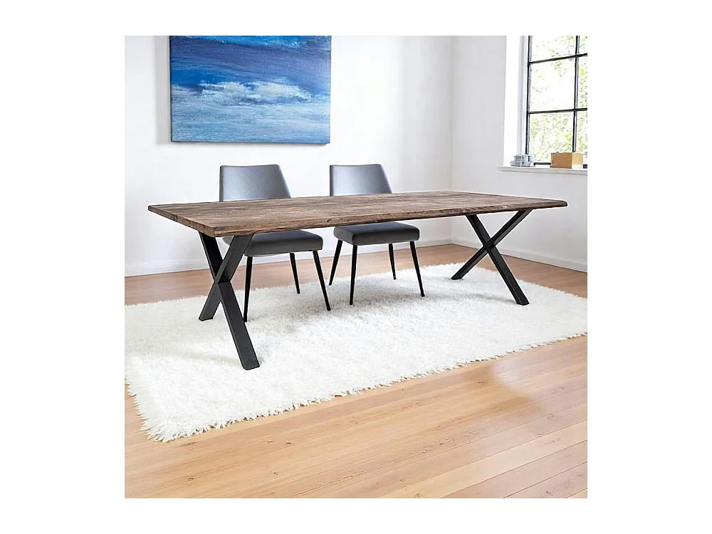 Table à rallonge en bois de chêne fumé avec bordures naturelles 300 cm SAVONE