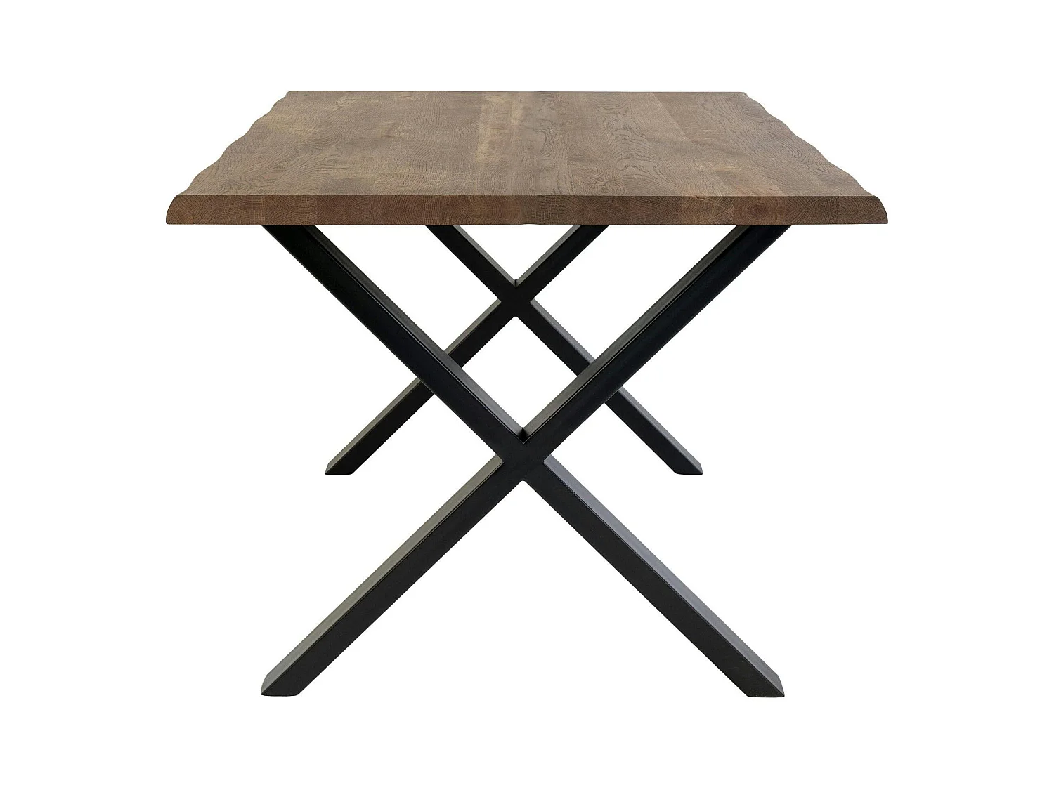 Table à rallonge en bois de chêne fumé avec bordures naturelles 300 cm SAVONE