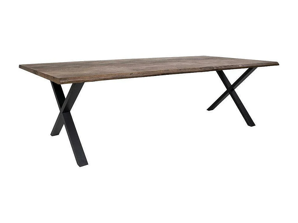 Table à rallonge en bois de chêne fumé avec bordures naturelles 300 cm SAVONE