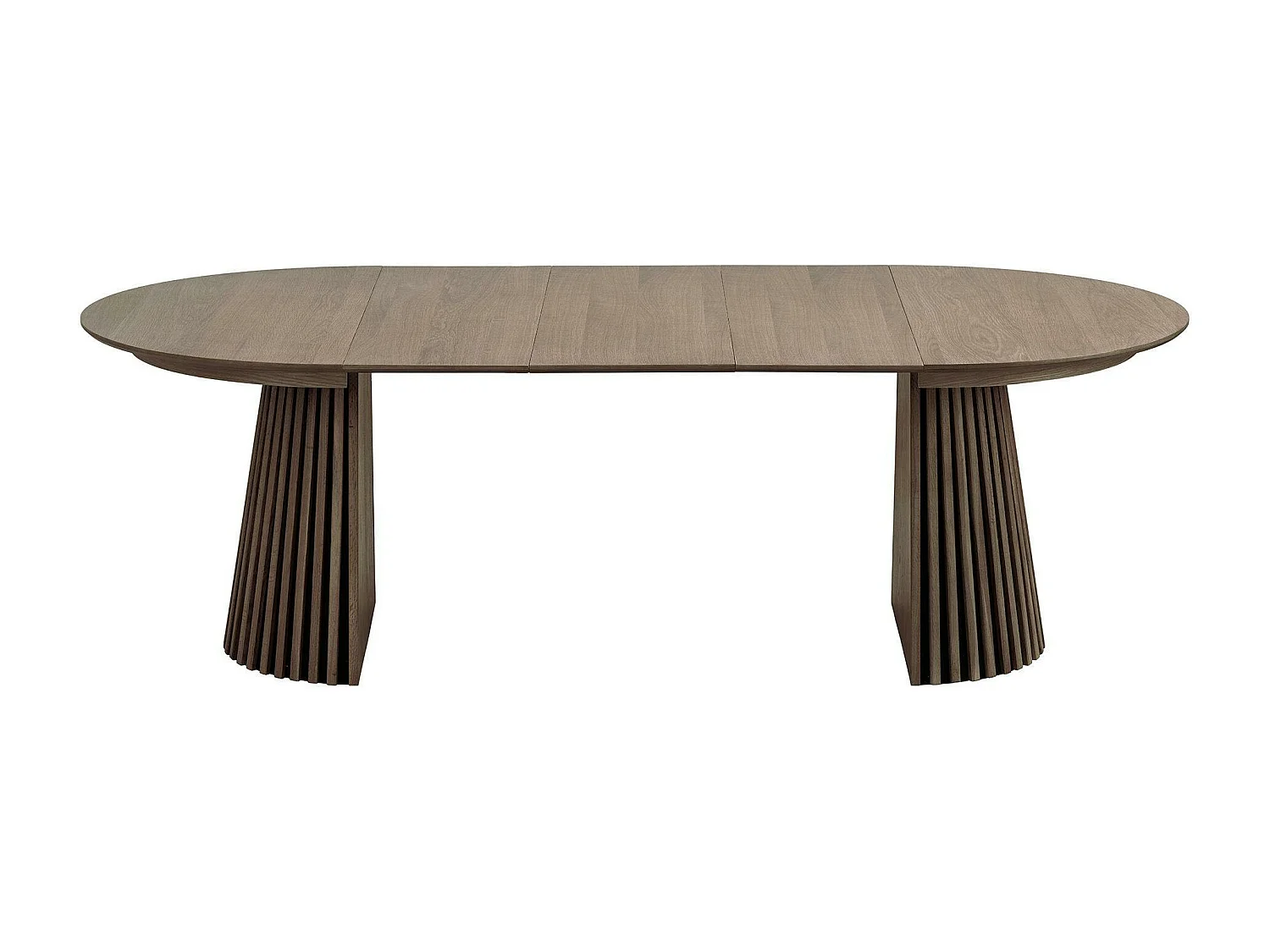 Table ronde extensible en chêne brun avec piètement baguette (3 rallonges incluses) ø120 cm /160 cm / 200 cm / 240 cm AMSTERDAM