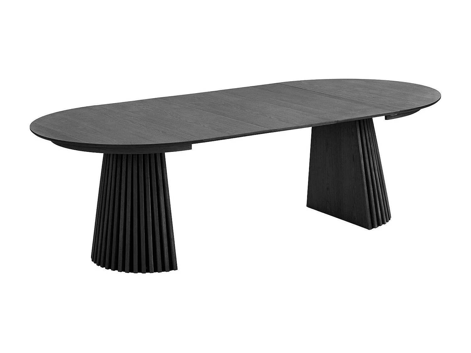 Table ronde extensible en chêne noir avec piètement baguette (3 rallonges incluses) ø120 cm /160 cm / 200 cm / 240 cm AMSTERDAM
