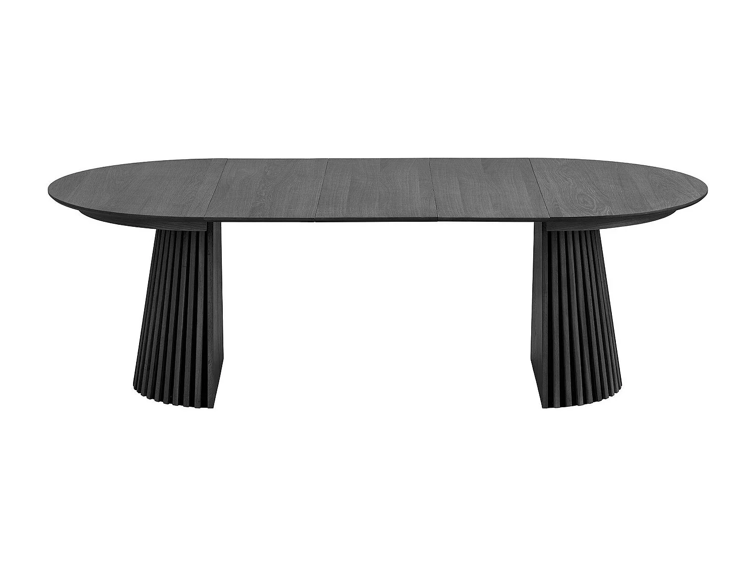 Table ronde extensible en chêne noir avec piètement baguette (3 rallonges incluses) ø120 cm /160 cm / 200 cm / 240 cm AMSTERDAM