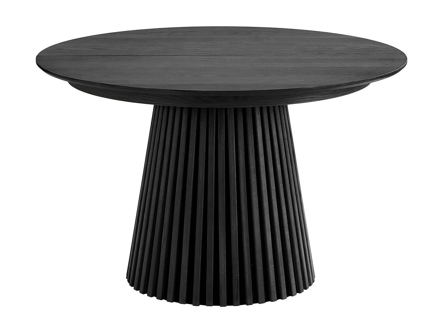 Table ronde extensible en chêne noir avec piètement baguette (3 rallonges incluses) ø120 cm /160 cm / 200 cm / 240 cm AMSTERDAM