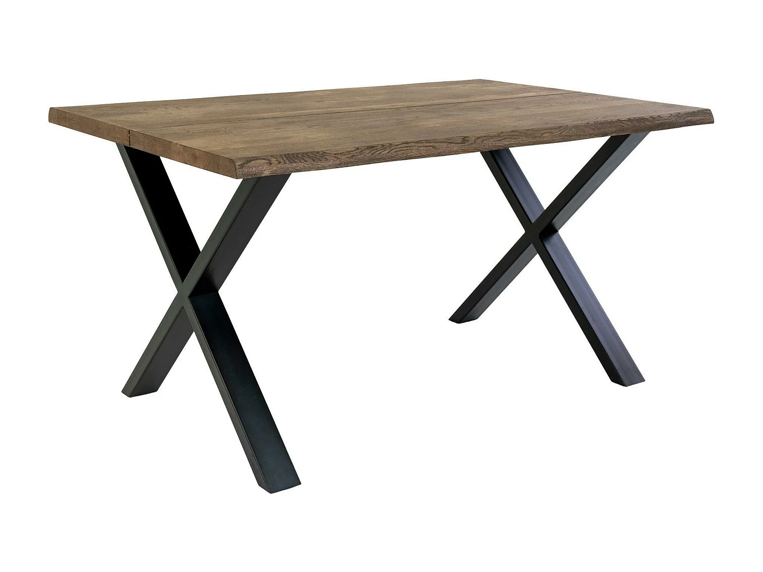 Table à rallonge en bois de chêne fumé avec bordures naturelles 140 cm SAVONE