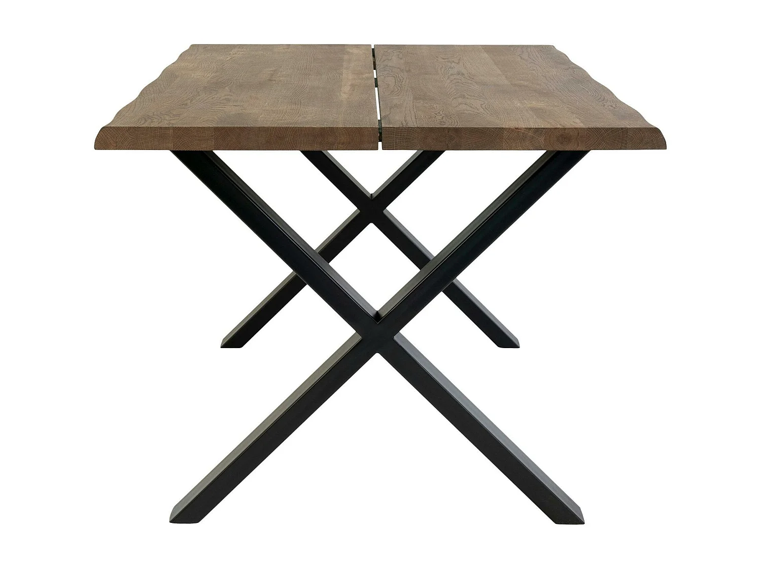 Table à rallonge en bois de chêne fumé avec bordures naturelles 140 cm SAVONE