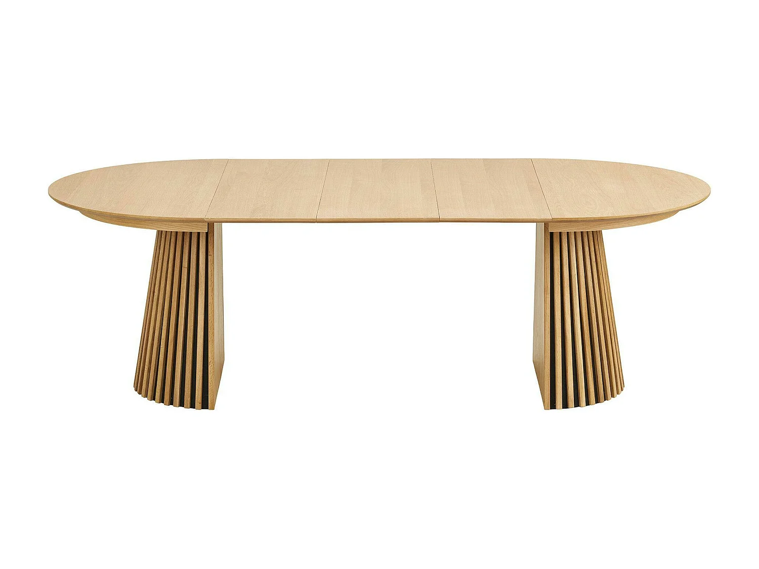 Table ronde extensible en chêne clair avec piètement baguette (3 rallonges incluses) ø120 cm /160 cm / 200 cm / 240 cm AMSTERDAM