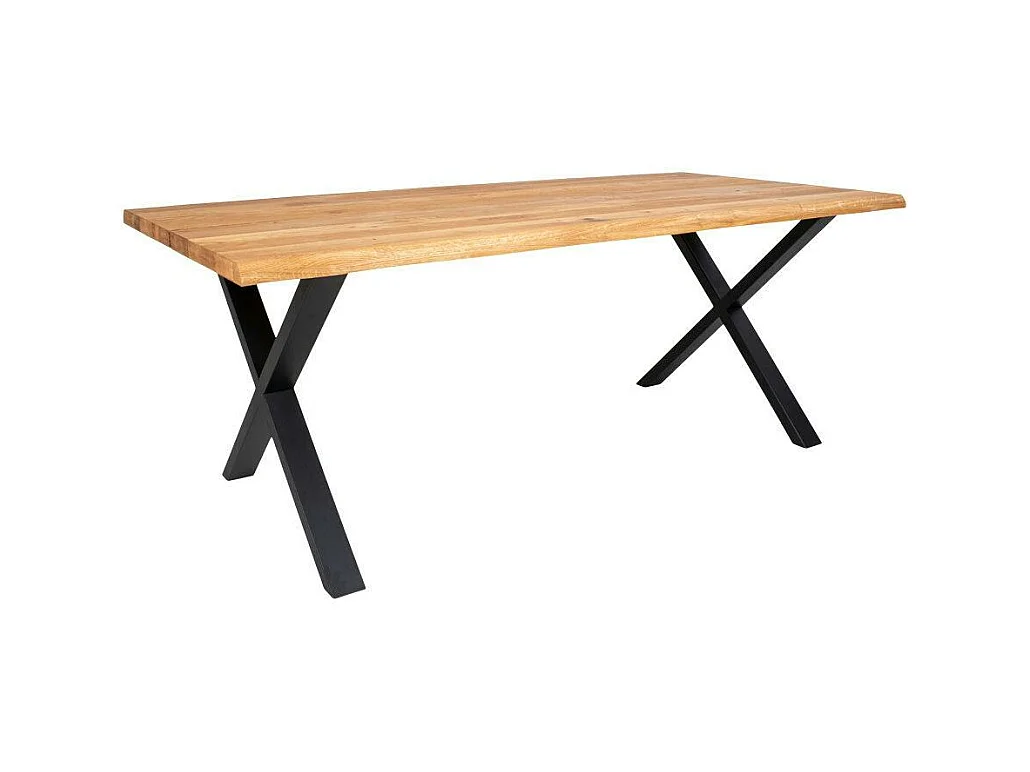 Table à rallonge en bois de chêne clair avec bordures naturelles 200 cm SAVONE