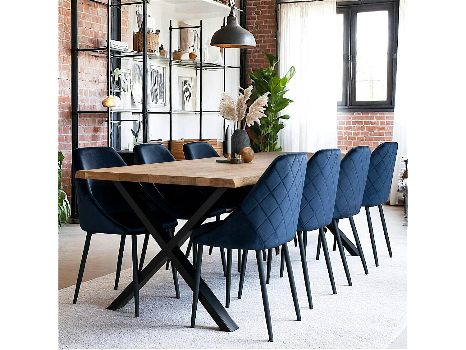 Table à rallonge en bois de chêne clair avec bordures naturelles 240 cm SAVONE