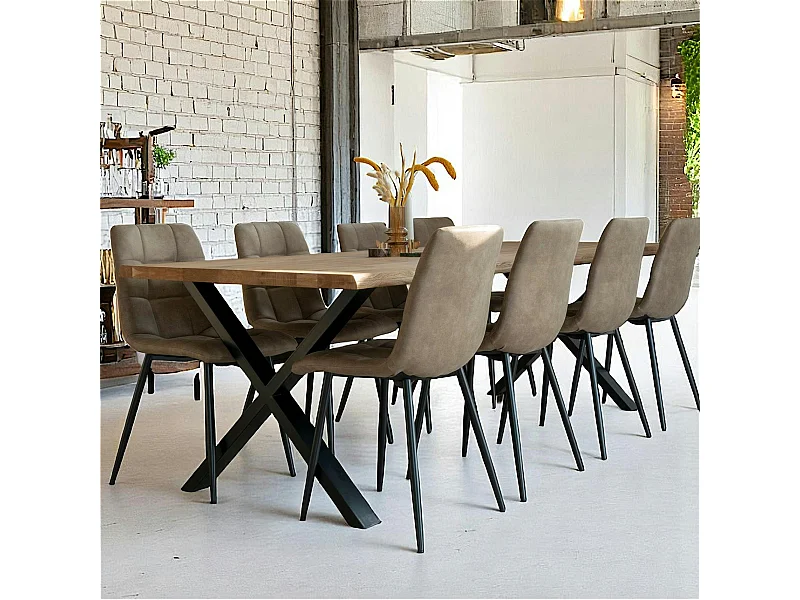 Table à rallonge en bois de chêne clair avec bordures naturelles 300 cm SAVONE