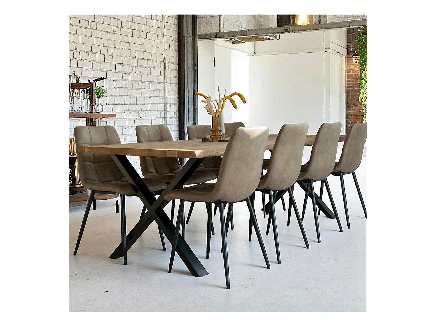 Table à rallonge en bois de chêne clair avec bordures naturelles 300 cm SAVONE