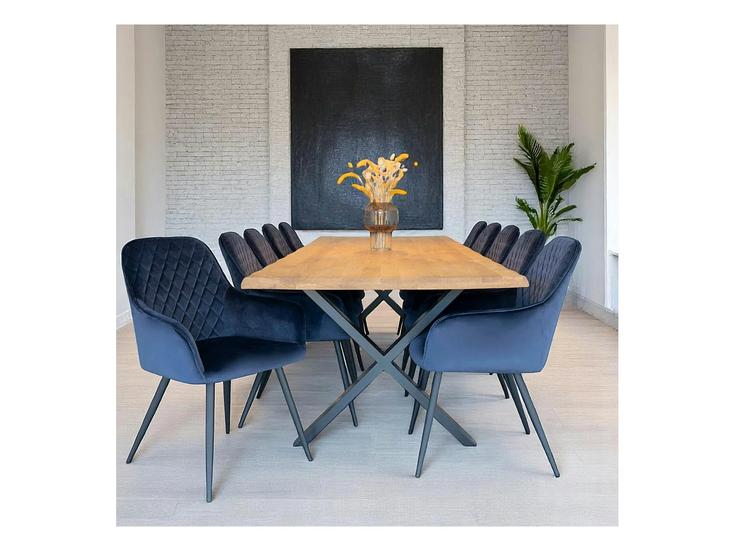 Table à rallonge en bois de chêne clair avec bordures naturelles 300 cm SAVONE