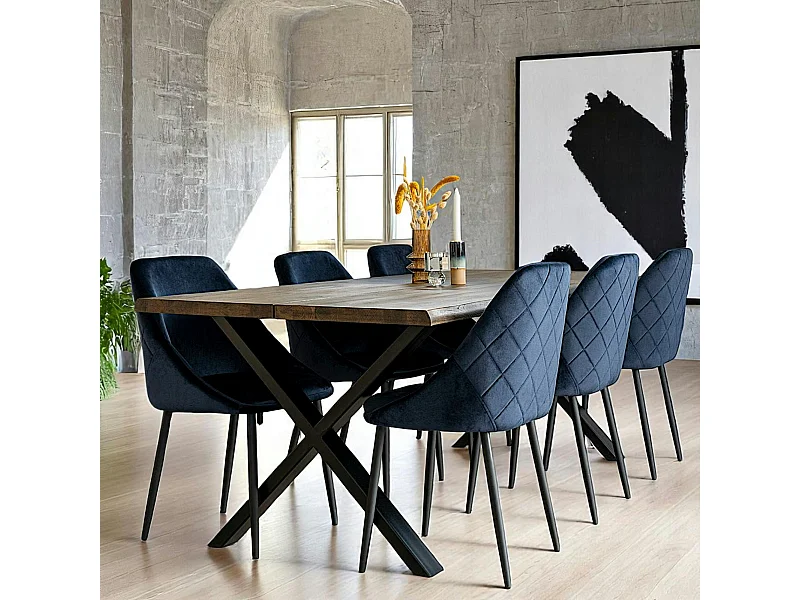 Table à rallonge en bois de chêne fumé avec bordures naturelles 200 cm SAVONE