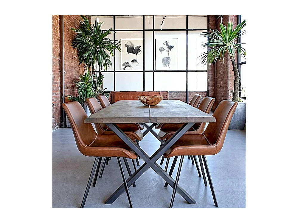 Table à rallonge en bois de chêne fumé avec bordures naturelles 200 cm SAVONE