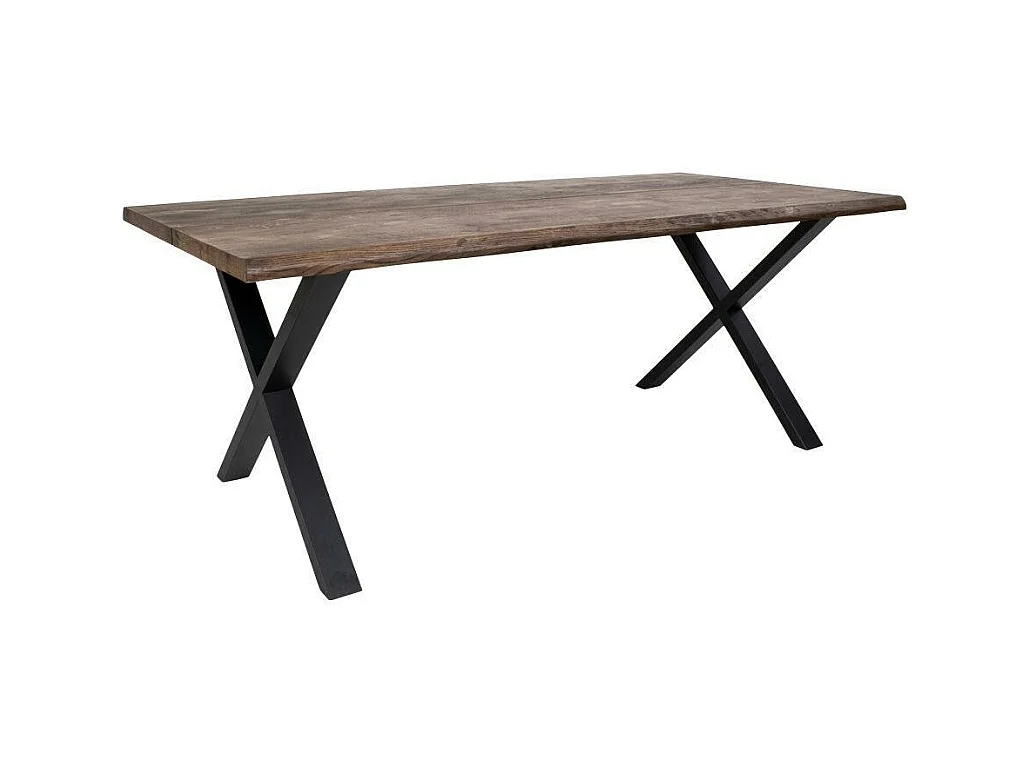 Table à rallonge en bois de chêne fumé avec bordures naturelles 200 cm SAVONE