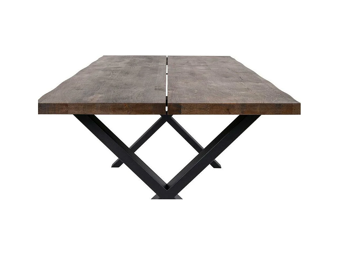 Table à rallonge en bois de chêne fumé avec bordures naturelles 200 cm SAVONE