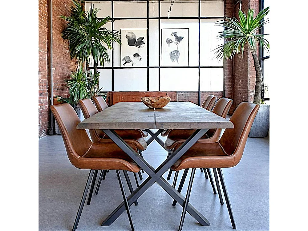 Table à rallonge en bois de chêne fumé avec bordures naturelles 200 cm SAVONE