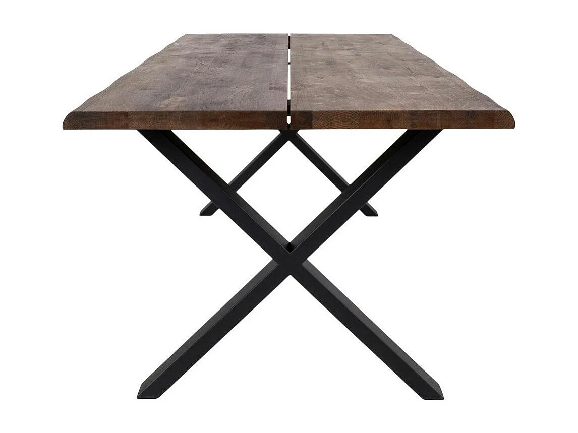 Table à rallonge en bois de chêne fumé avec bordures naturelles 200 cm SAVONE