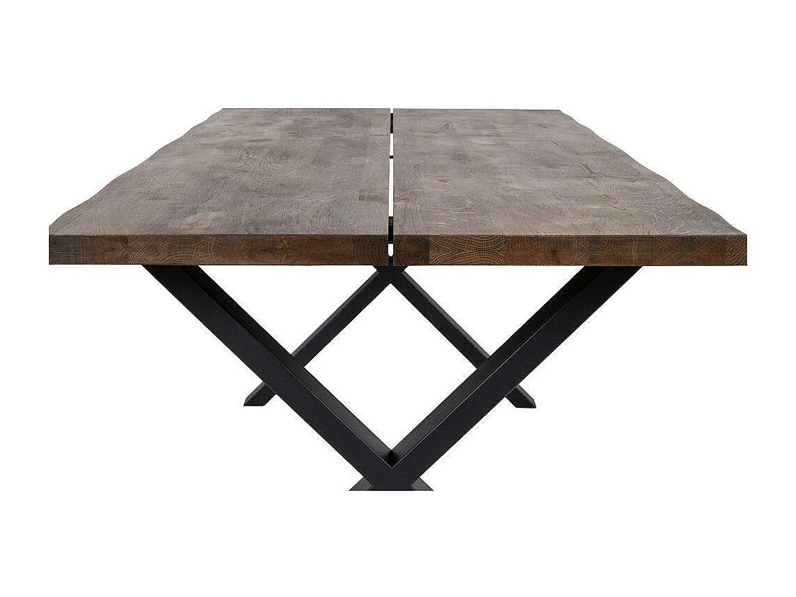 Table à rallonge en bois de chêne fumé avec bordures naturelles 200 cm SAVONE