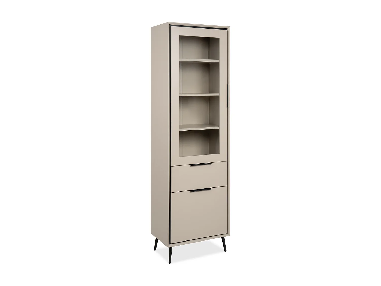 Buffet haut 1 porte vitrée, 1 porte et 1 tiroir cappucino et noir L60cm - ARONA