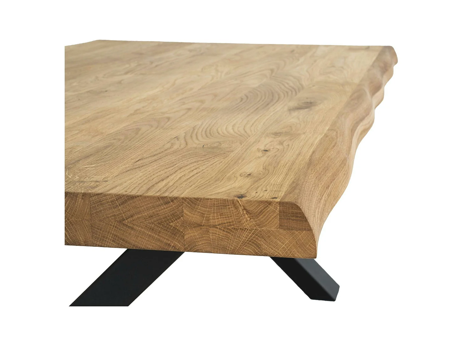 Table basse en bois de chêne blond avec bordures naturelles SAVONE