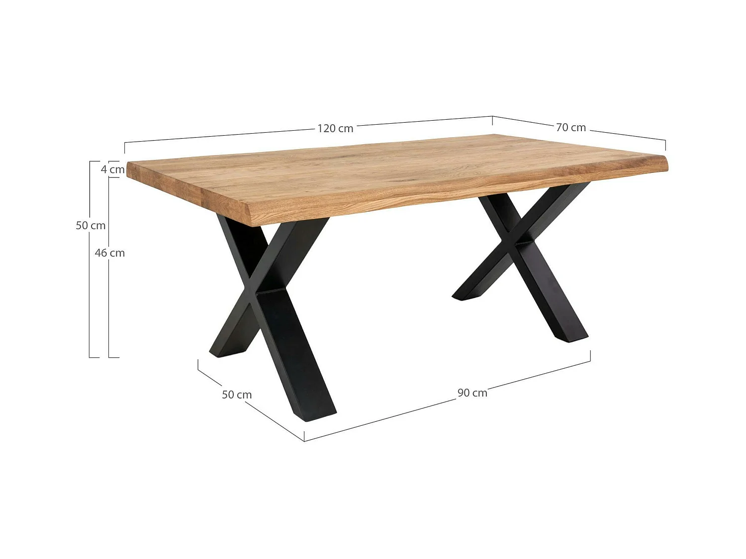 Table basse en bois de chêne blond avec bordures naturelles SAVONE