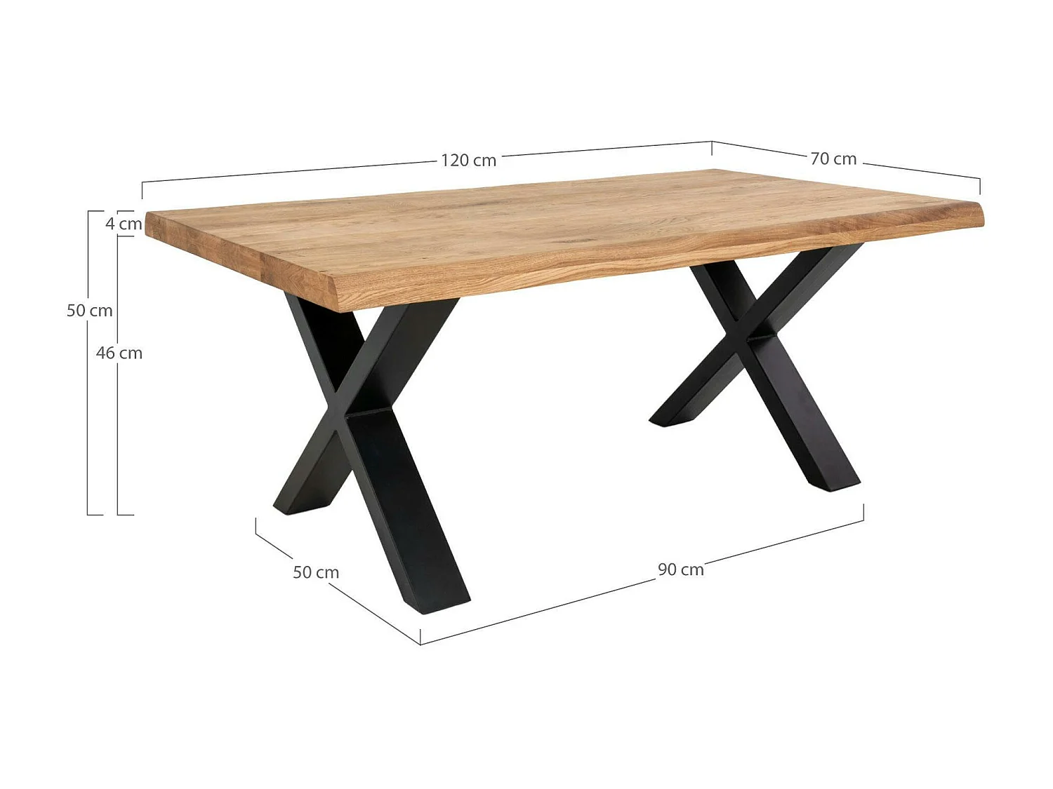 Table basse en bois de chêne blond avec bordures naturelles SAVONE