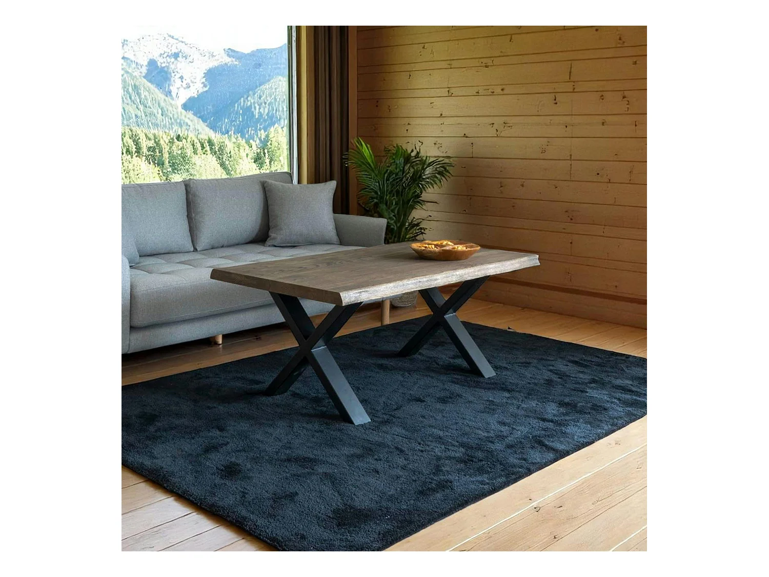 Table basse en bois de chêne brun avec bordures naturelles SAVONE