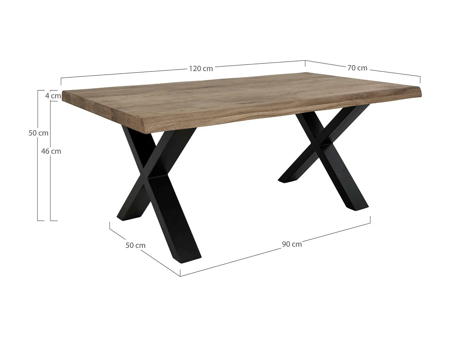 Table basse en bois de chêne brun avec bordures naturelles SAVONE