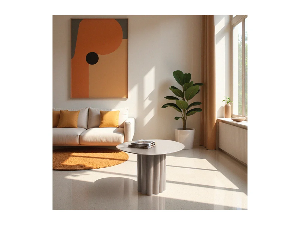 Leon - Table basse ronde en aluminium ø64cm - Beige