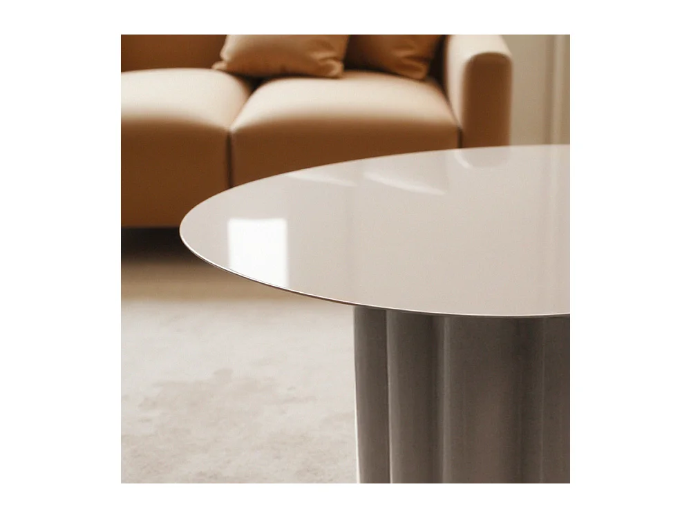Leon - Table basse ronde en aluminium ø64cm - Beige