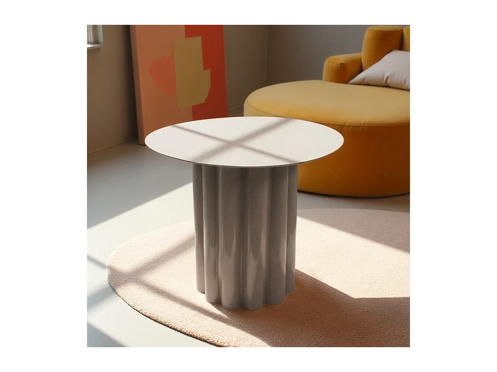 Leon - Table basse ronde en aluminium ø64cm - Beige