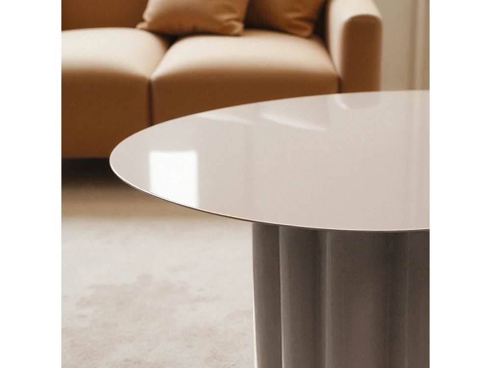 Leon - Table basse ronde en aluminium ø64cm - Beige