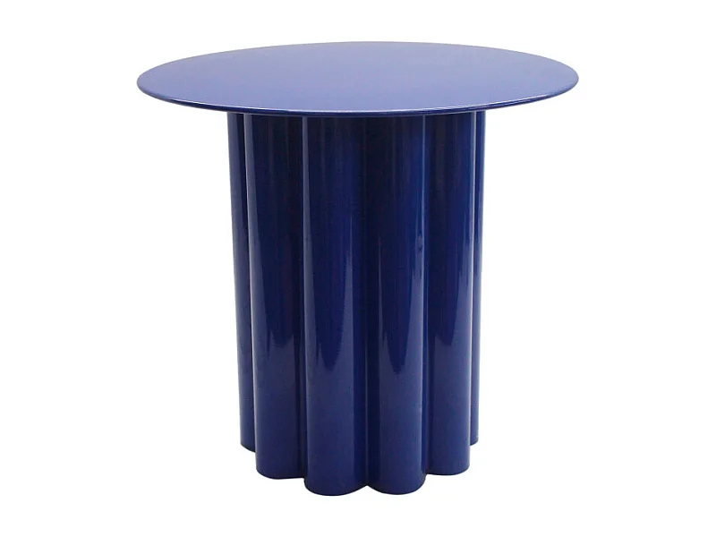 Leon - Table d'appoint ronde en aluminium ø43cm - Bleu