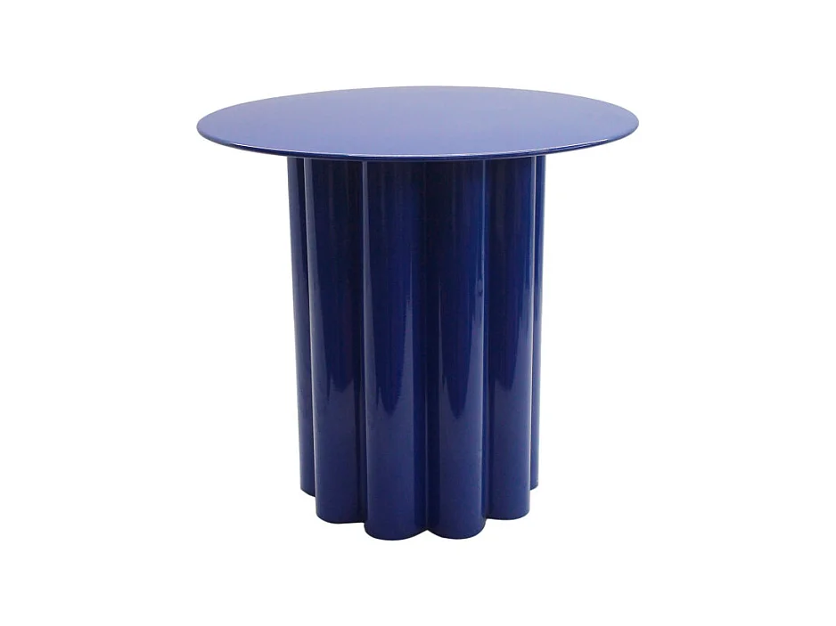 Leon - Table d'appoint ronde en aluminium ø43cm - Bleu