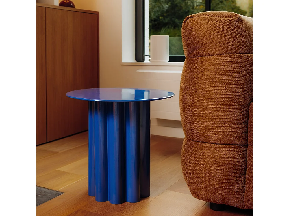 Leon - Table d'appoint ronde en aluminium ø43cm - Bleu