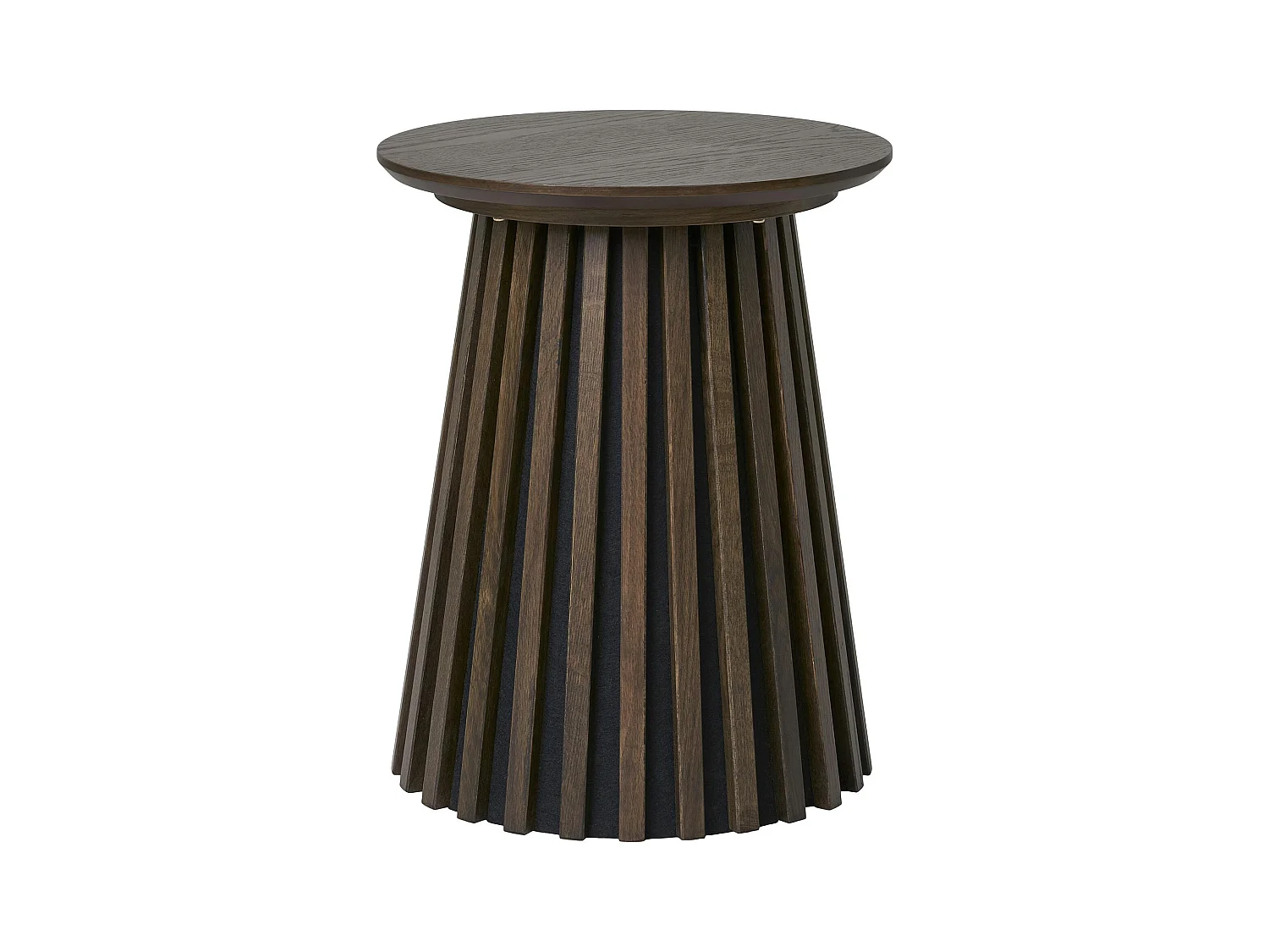 Bout de canapé rond en chêne brun avec piètement baguette ø40 cm AMSTERDAM