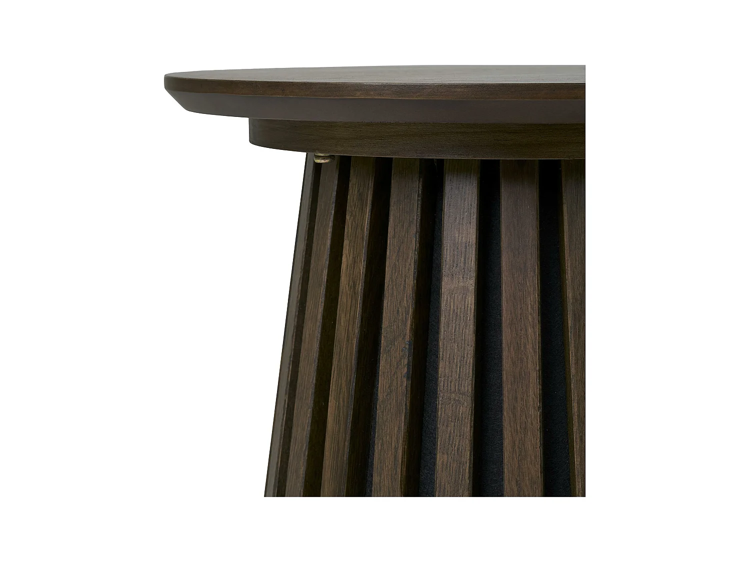 Bout de canapé rond en chêne brun avec piètement baguette ø40 cm AMSTERDAM