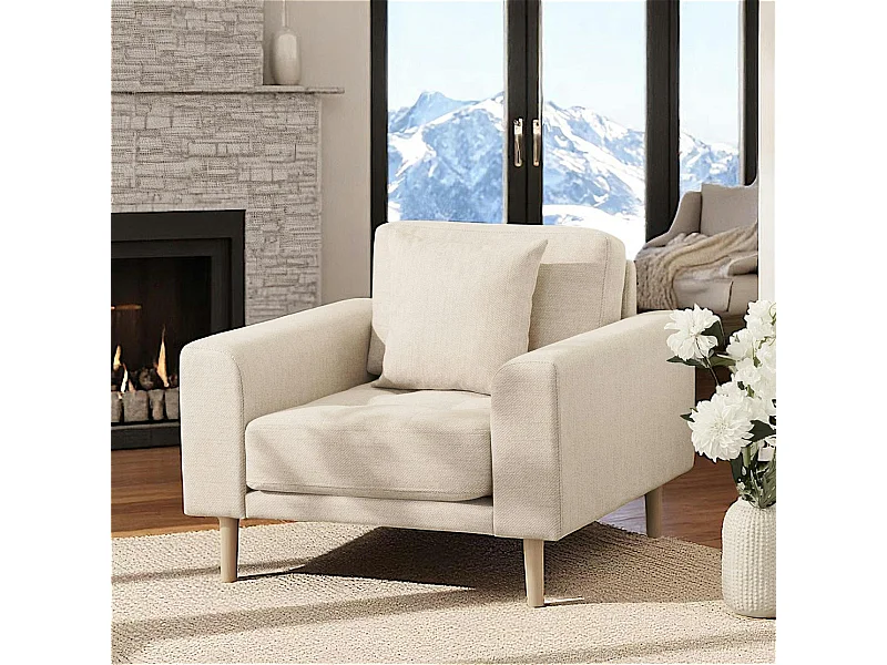Fauteuil blanc sable en tissu AMSTERDAM