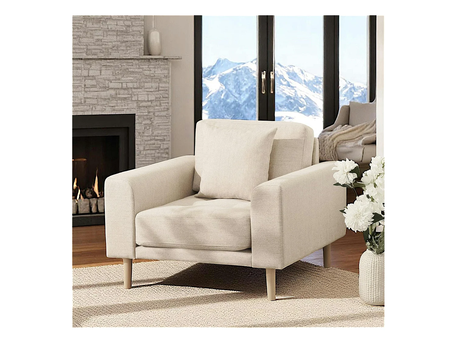 Fauteuil blanc sable en tissu AMSTERDAM