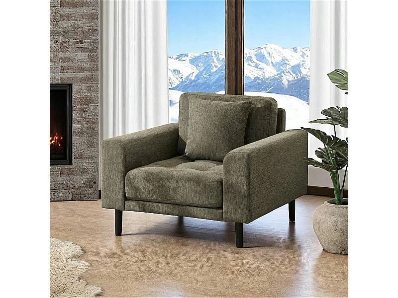 Fauteuil vert olive en tissu AMSTERDAM