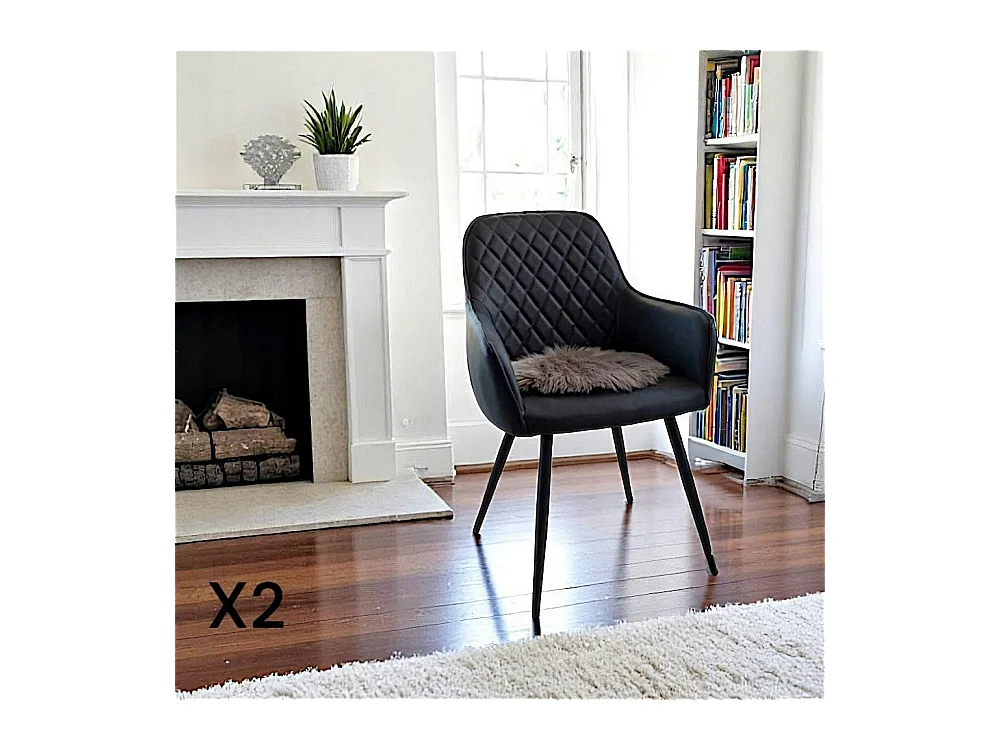 Fauteuil de table noir vintage (lot de 2) SAVONE