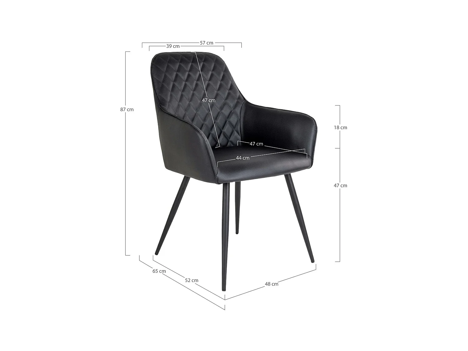 Fauteuil de table noir vintage (lot de 2) SAVONE
