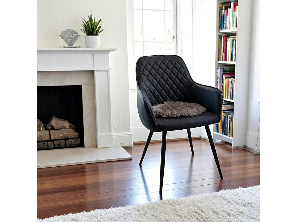 Fauteuil de table noir vintage (lot de 2) SAVONE