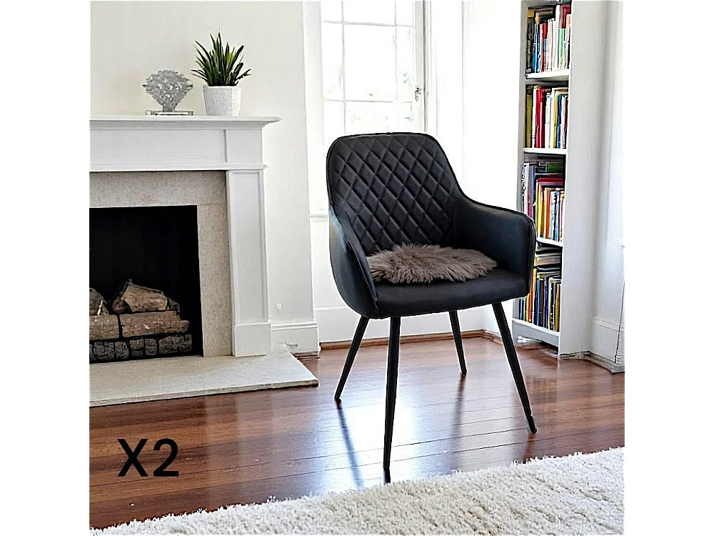 Fauteuil de table noir vintage (lot de 2) SAVONE