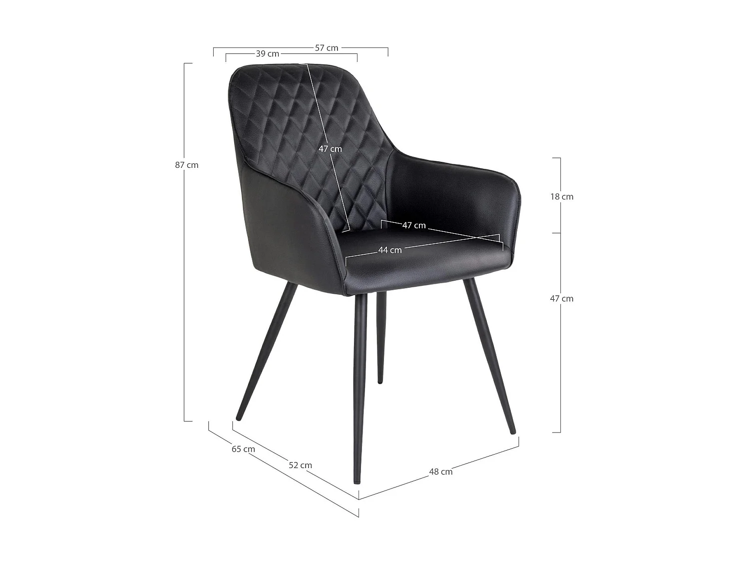 Fauteuil de table noir vintage (lot de 2) SAVONE